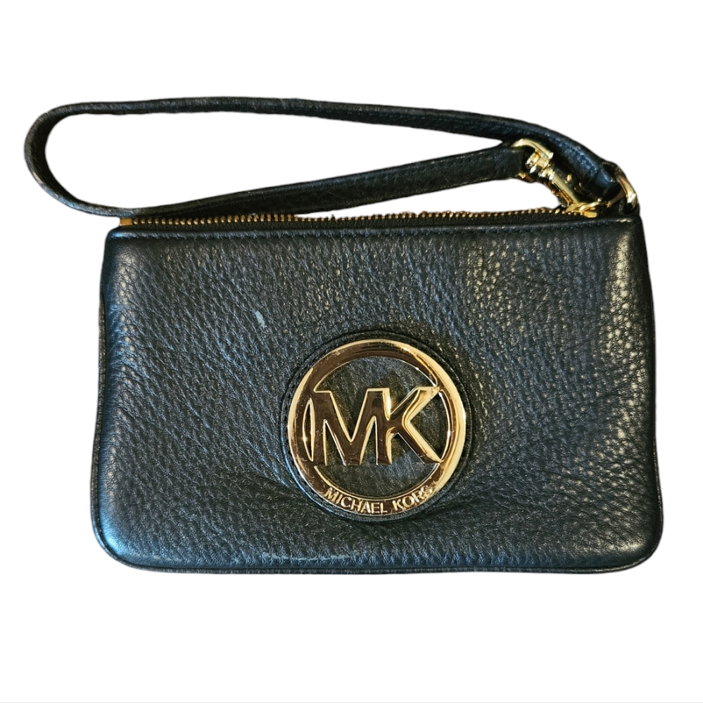 Michael Kors Black Leather Wristlet